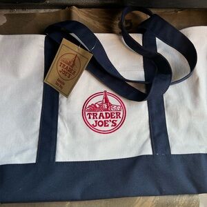 NWT Trader Joe's Navy and White Tote Bag